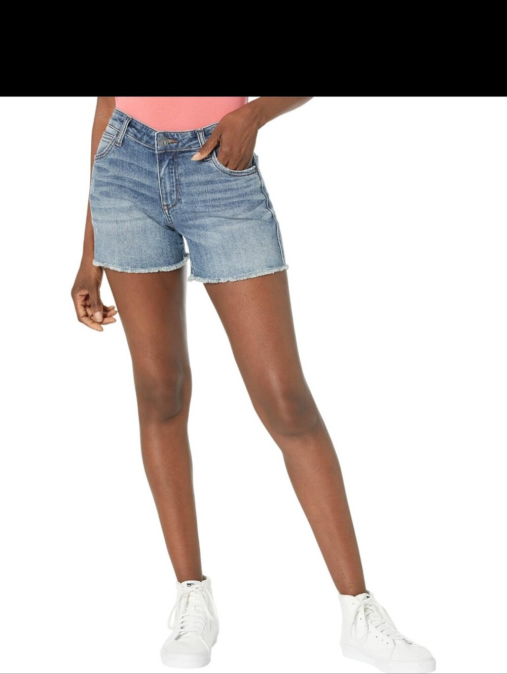 Kut from the Kloth Light Blue Denim Frayed Hem Shorts - Picture 2 of 8